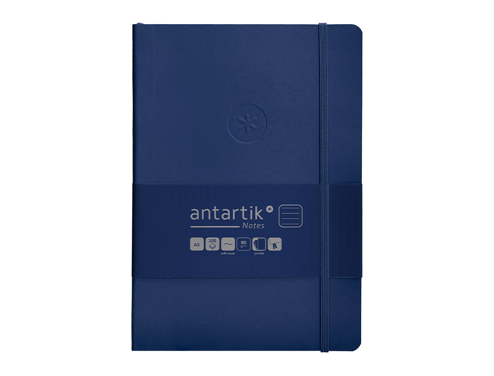 Caderno com elastico antartik capa mole a5 folhas linhas azul marinho 80 folhas 80 gr fsc ( Imagem 2 de 8 ) - Preview