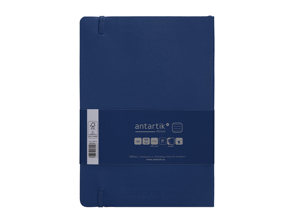Caderno com elastico antartik capa mole a5 folhas linhas azul marinho 80 folhas 80 gr fsc ( Imagem 3 de 8 ) - Preview