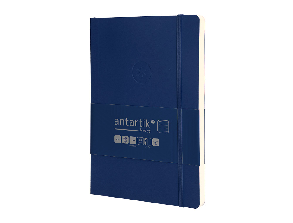 Caderno com elastico antartik capa mole a5 folhas linhas azul marinho 80 folhas 80 gr fsc ( Imagem 4 de 8 ) - Preview