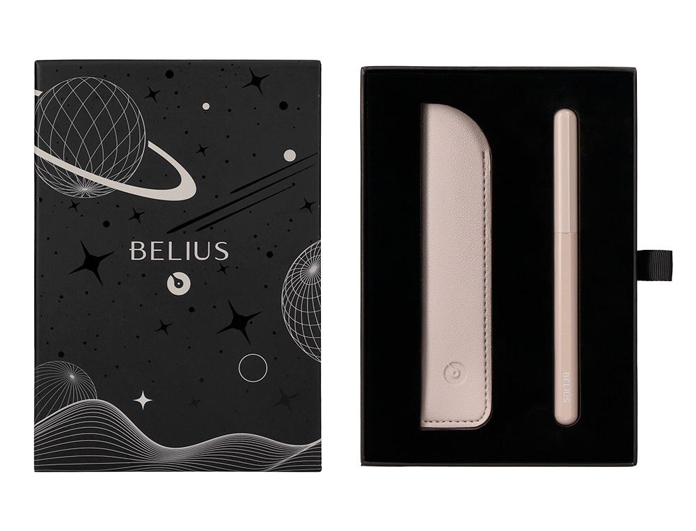 Caneta e bolsa de couro belius cinza tinta preta caixa de oferta ( Imagem 5 de 23 ) - Preview