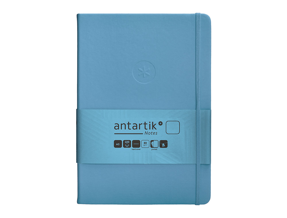 Caderno com elastico antartik capa dura a5 folhas lisas azul claro 100 folhas 80 gr fsc ( Imagem 2 de 11 ) - Preview