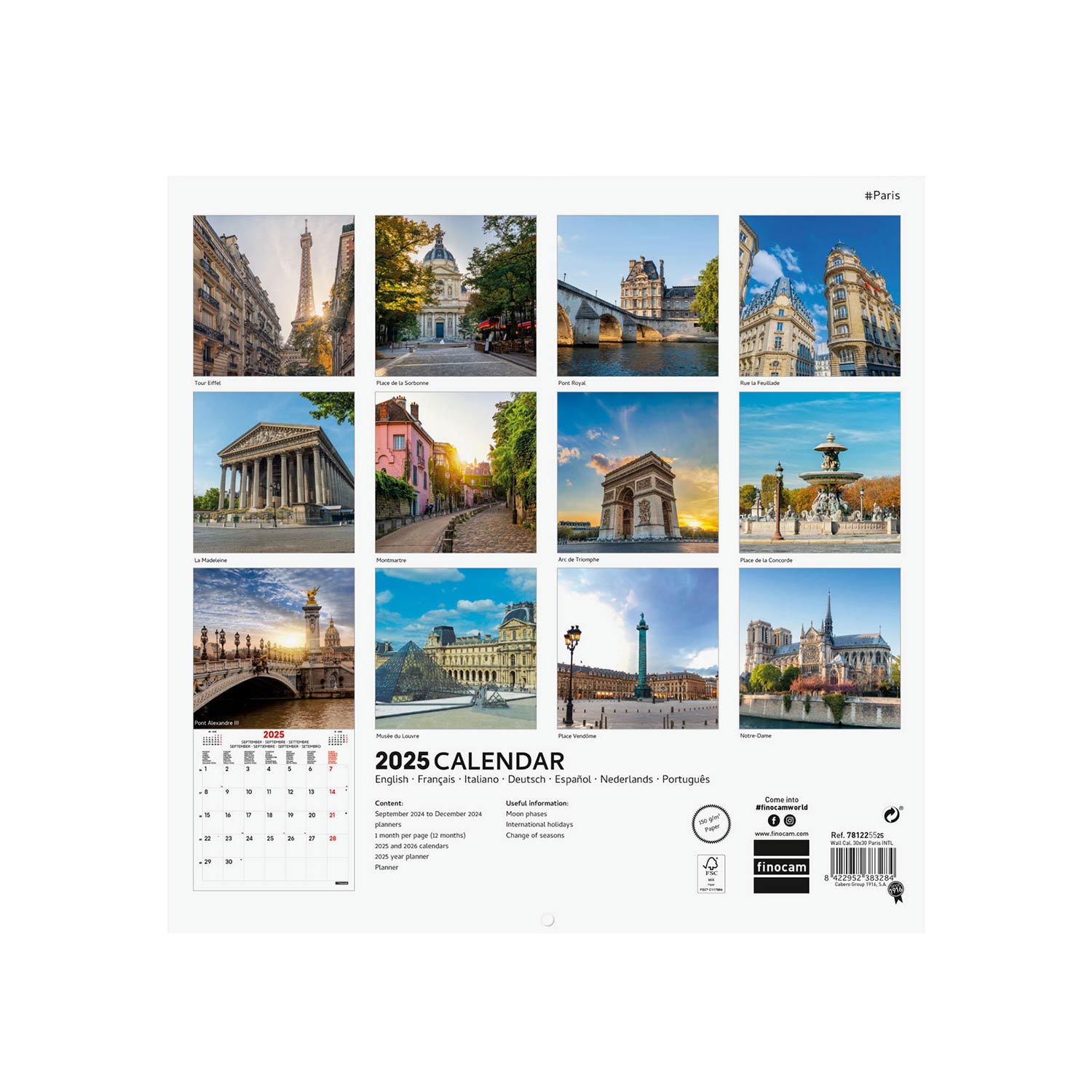 Calendário De Parede 2025 Finocam 30X30Cm Paris 781225525 ( Imagem 2 de 4 ) - Preview