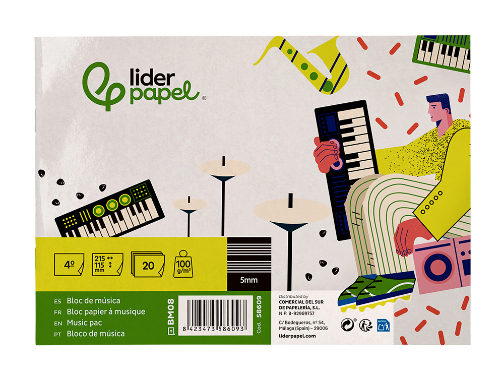 Caderno de Música Liderpapel Pentagrama de 5mm, 20 Folhas Agrafado de 100gr ( Imagem 2 de 13 ) - Preview