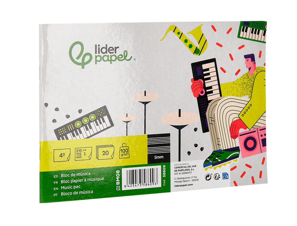 Caderno de Música Liderpapel Pentagrama de 5mm, 20 Folhas Agrafado de 100gr ( Imagem 5 de 13 ) - Preview