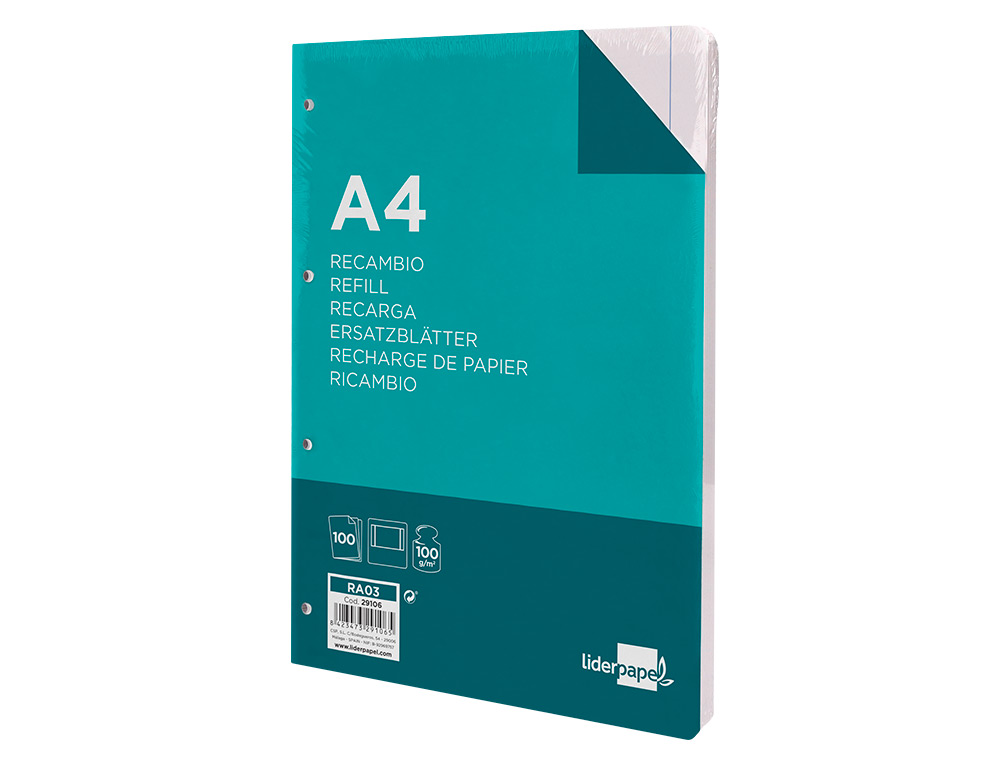 Recarga de Papel Liso A4 Liderpapel. 100 folhas ( Imagem 3 de 13 ) - Preview