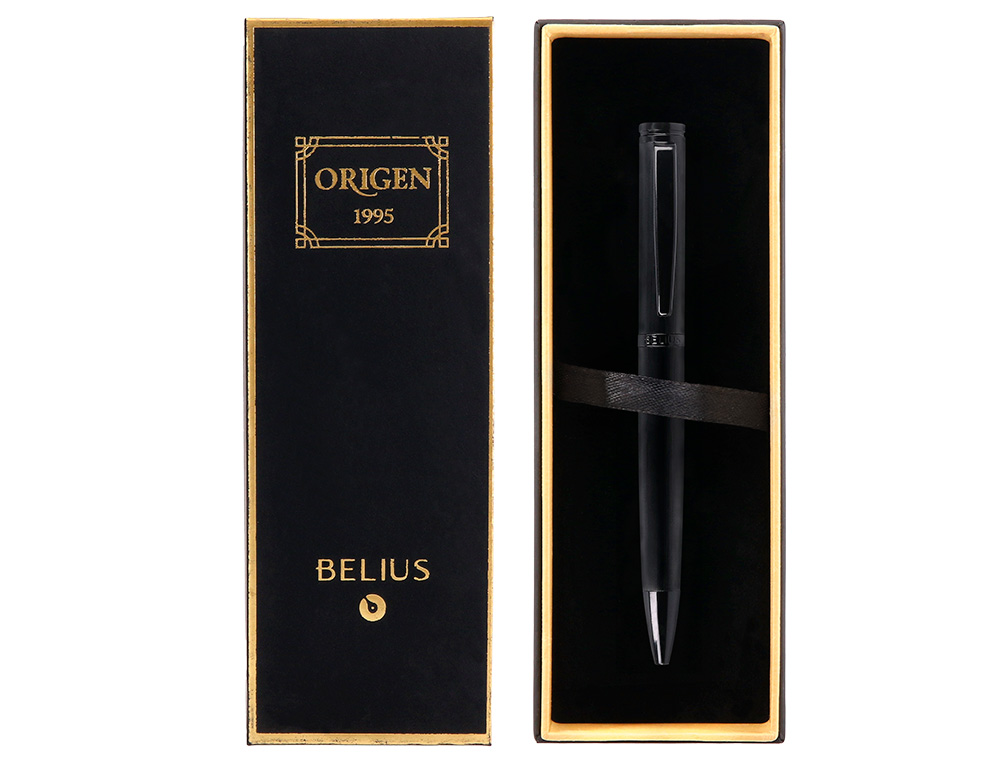 Esferografica belius origem aluminio escovado preto tinta azul caixa de oferta ( Imagem 5 de 17 ) - Preview