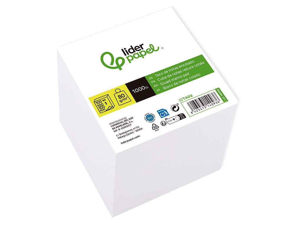 Bloco notas liderpapel colado 100x100x100 ( Imagem 2 de 12 ) - Preview