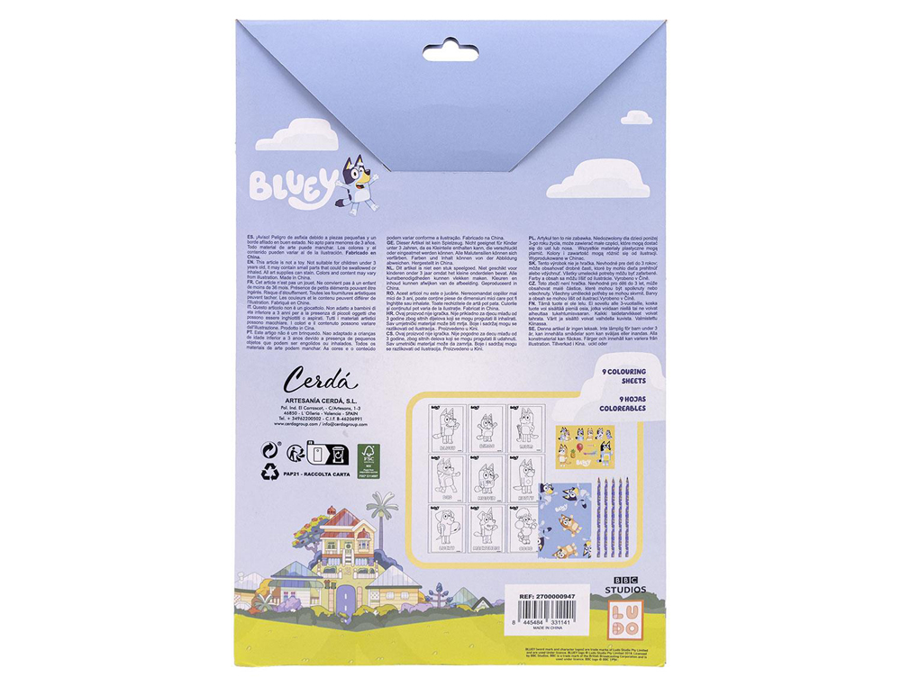 Conjunto de artigos papelaria cerda colorir bluey ( Imagem 2 de 7 ) - Preview