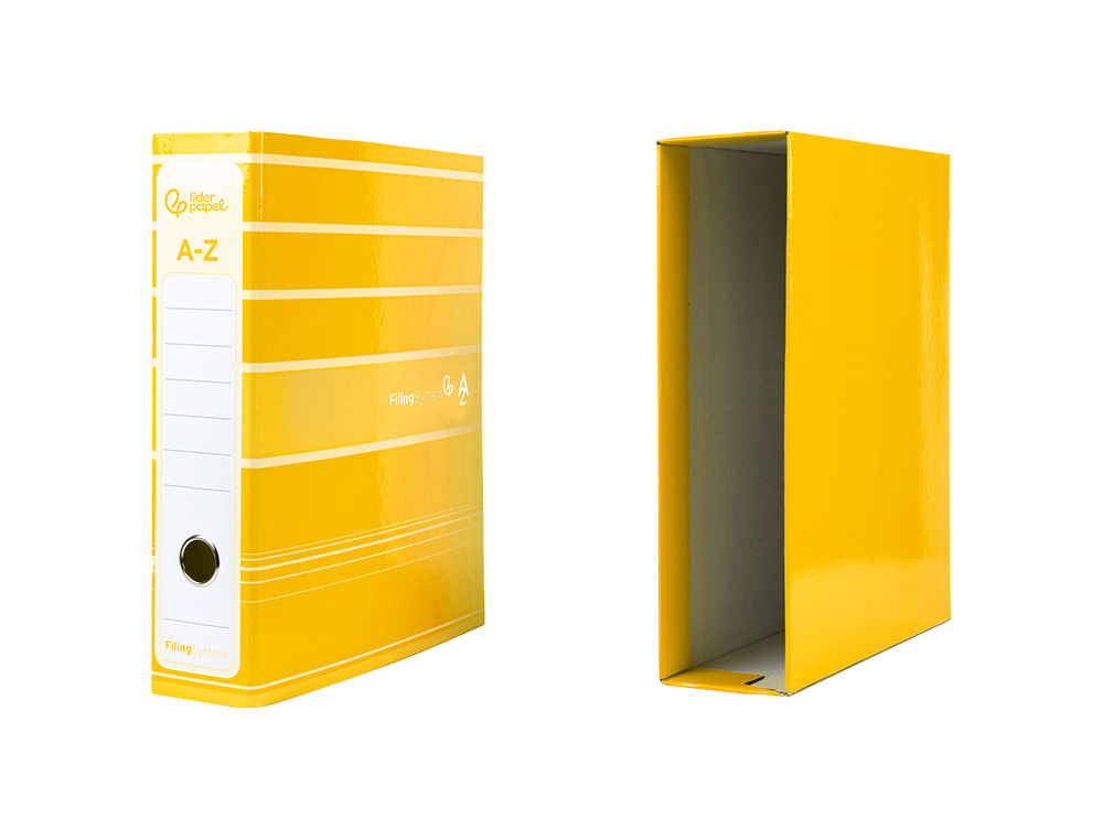 Pasta de arquivo de alavanca liderpapel filing system cartao forrado din a4 com caixa amarela ( Imagem 4 de 17 ) - Preview