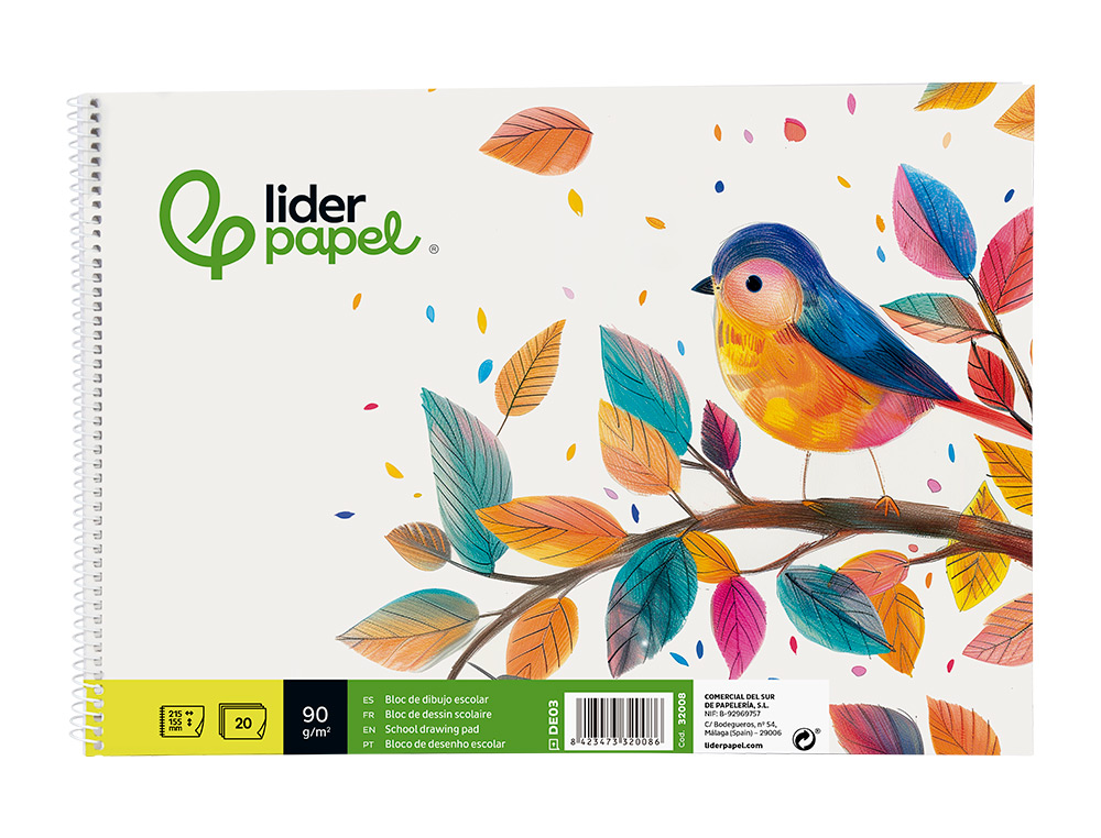Bloco de Desenho Liderpapel. 20 Folhas, Tamanho 155 x 215 mm. 90 gr. ( Imagem 2 de 10 ) - Preview