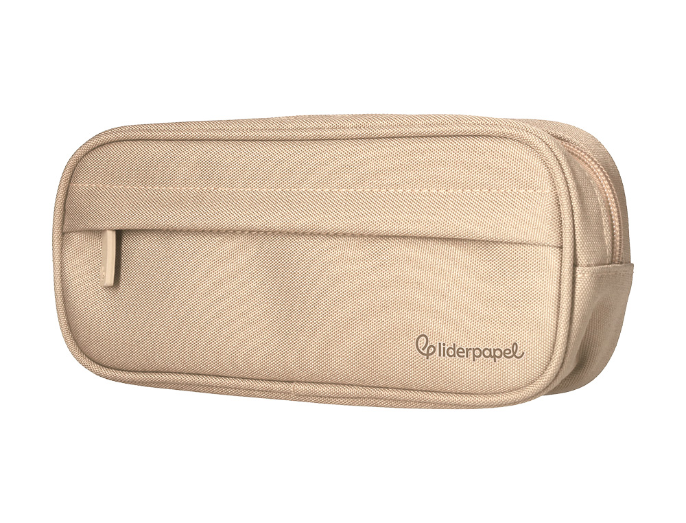 Estojo escolar liderpapel classic ovalado 2 fechos com bolso frontal 210x90 mm creme ( Imagem 3 de 9 ) - Preview