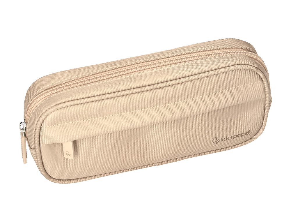 Estojo escolar liderpapel classic ovalado 2 fechos com bolso frontal 210x90 mm creme ( Imagem 5 de 9 ) - Preview