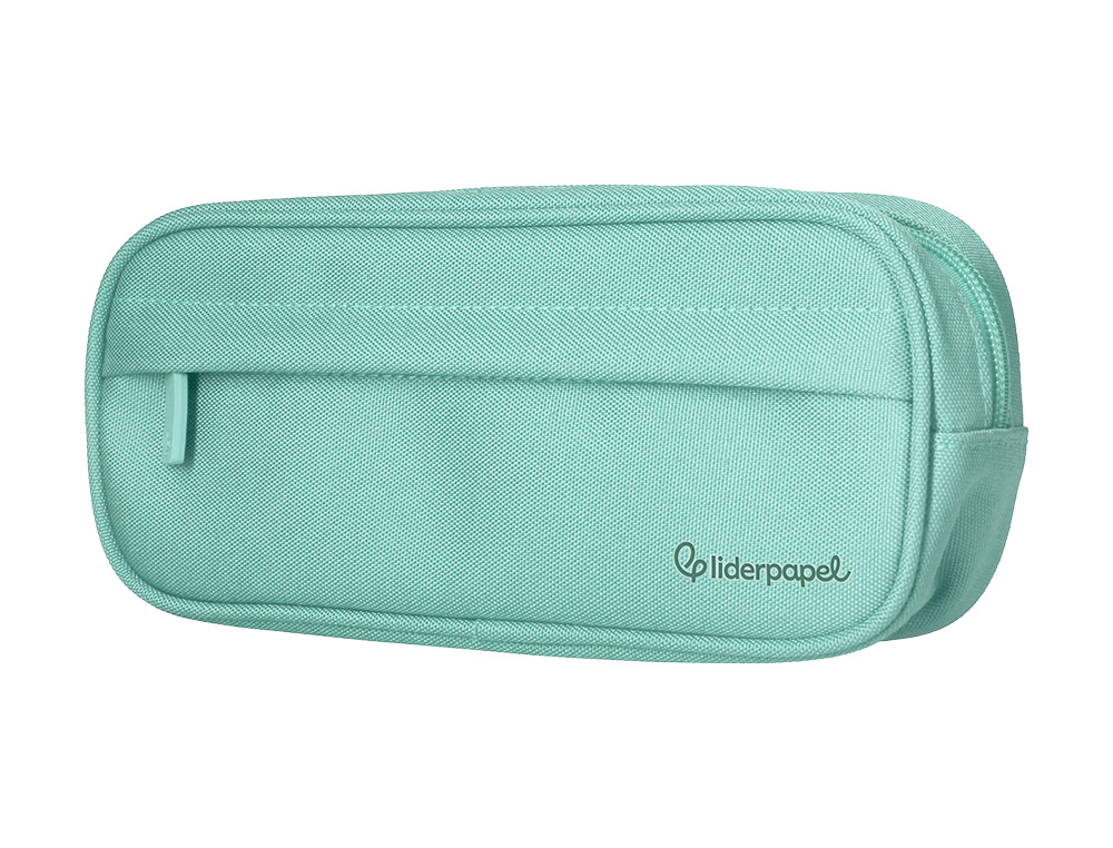 Estojo escolar liderpapel classic ovalado 2 fechos com bolso frontal 210x90 mm verde ( Imagem 3 de 9 ) - Preview