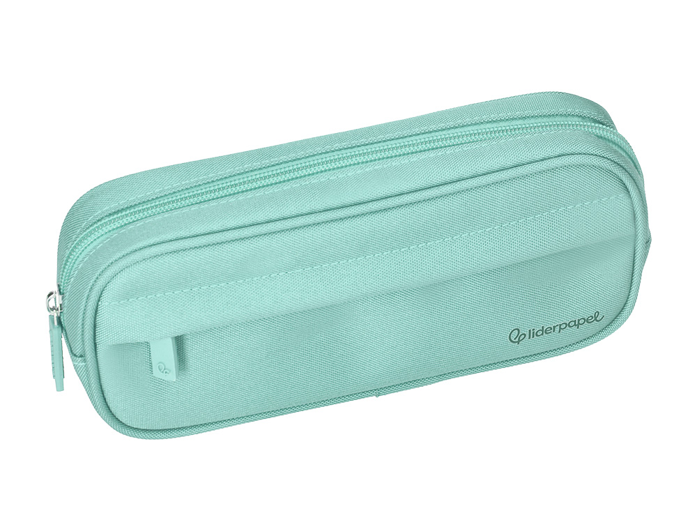 Estojo escolar liderpapel classic ovalado 2 fechos com bolso frontal 210x90 mm verde ( Imagem 5 de 9 ) - Preview