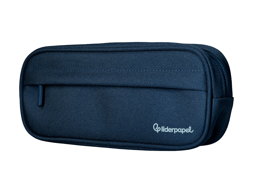 Estojo escolar liderpapel classic ovalado 2 fechos com bolso frontal 210x90 mm azul marinho ( Imagem 3 de 9 ) - Preview