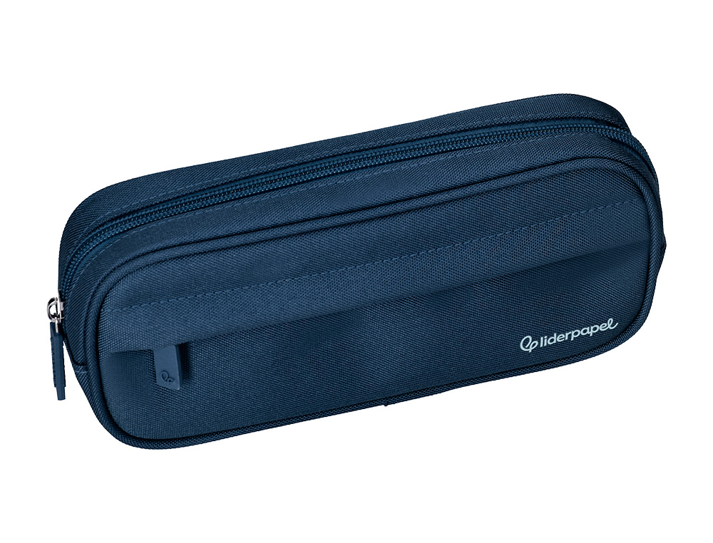Estojo escolar liderpapel classic ovalado 2 fechos com bolso frontal 210x90 mm azul marinho ( Imagem 5 de 9 ) - Preview