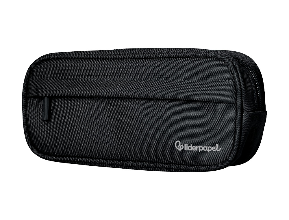 Estojo escolar liderpapel classic ovalado 2 fechos com bolso frontal 210x90 mm preto ( Imagem 3 de 9 ) - Preview