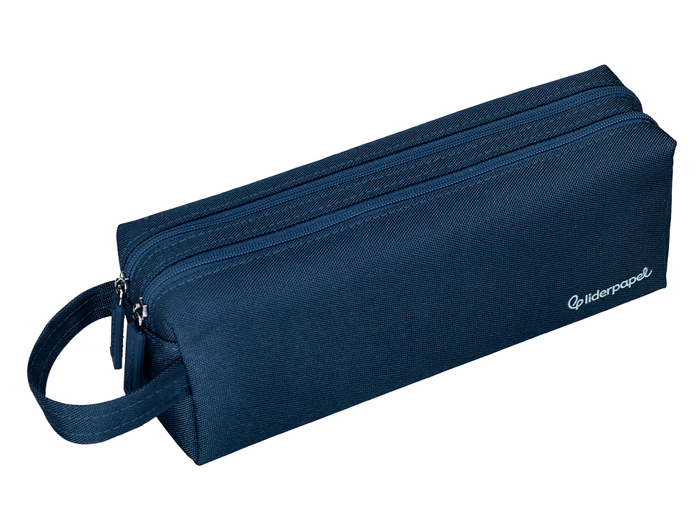 Estojo escolar liderpapel classic retangular com asa 2 fechos 210x80 mm azul marinho ( Imagem 5 de 9 ) - Preview