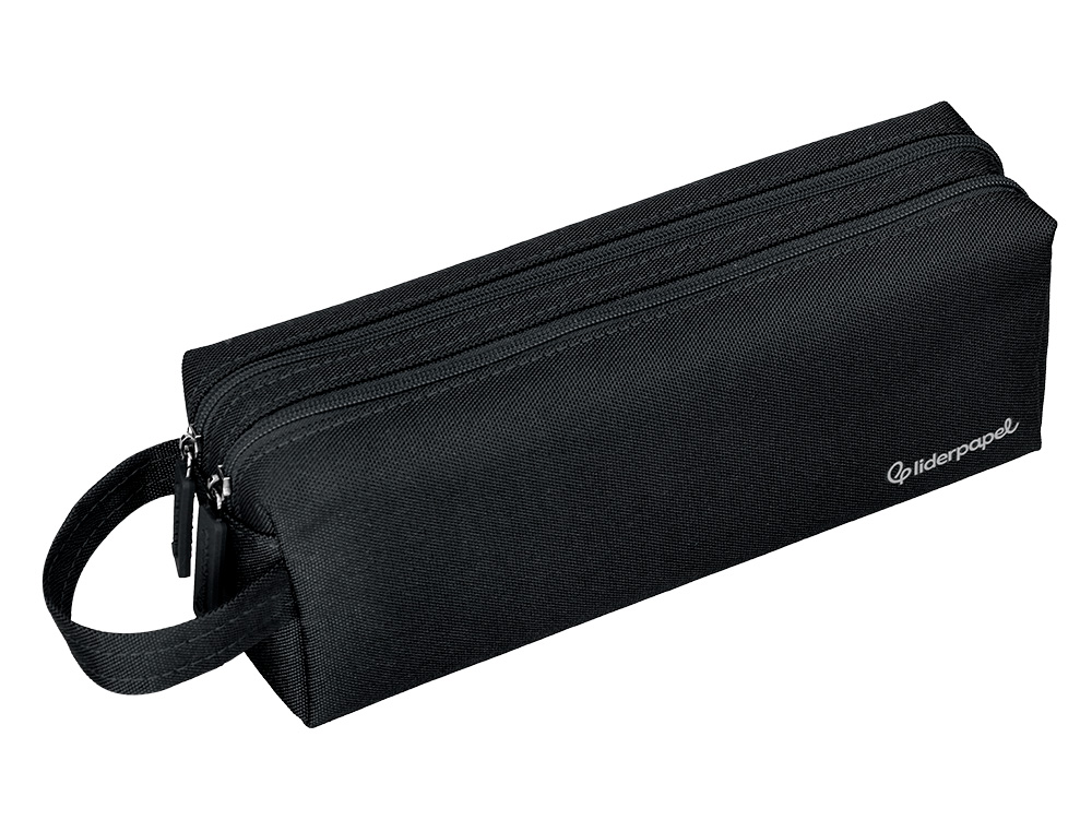 Estojo escolar liderpapel classic retangular com asa 2 fechos 210x80 mm preto ( Imagem 5 de 9 ) - Preview