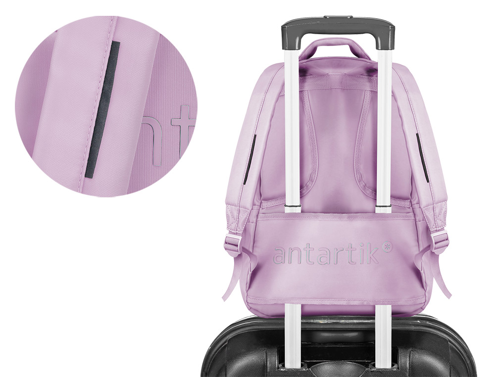 Antarctic multi-pocket school backpack, pink color. ( Imagem 4 de 11 ) - Preview