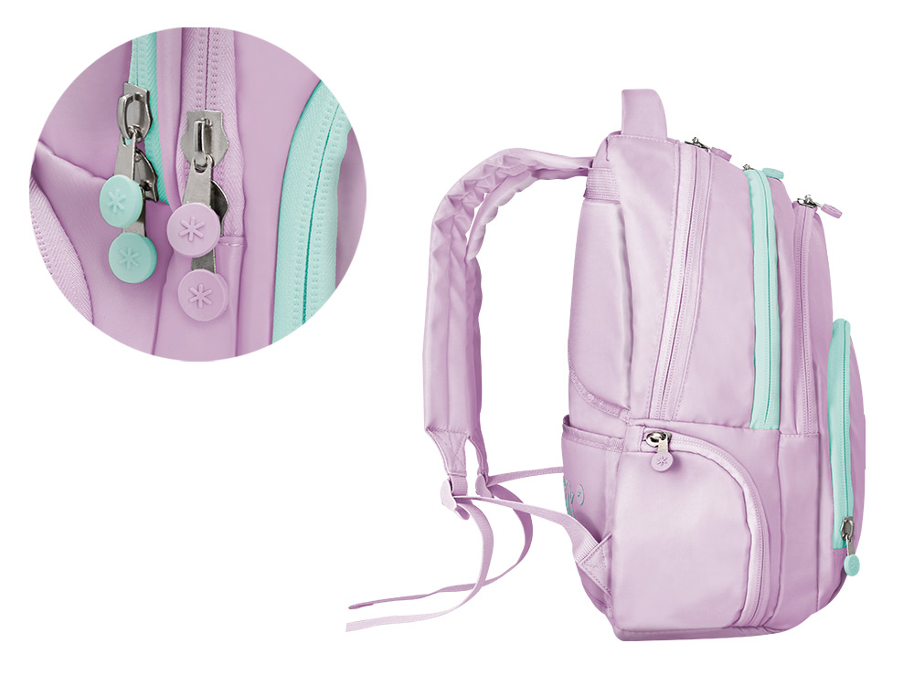 Antarctic multi-pocket school backpack, pink color. ( Imagem 5 de 11 ) - Preview