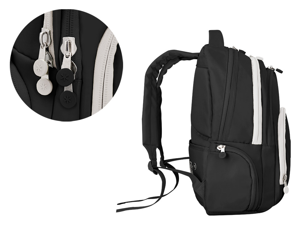 Antartik multi-pocket school backpack, black color. ( Imagem 5 de 11 ) - Preview