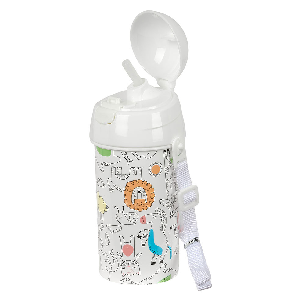 Garrafa Safta Zoo 500Ml Abertura Automatica Com Palhinha 342491899 ( Imagem 2 de 3 ) - Preview
