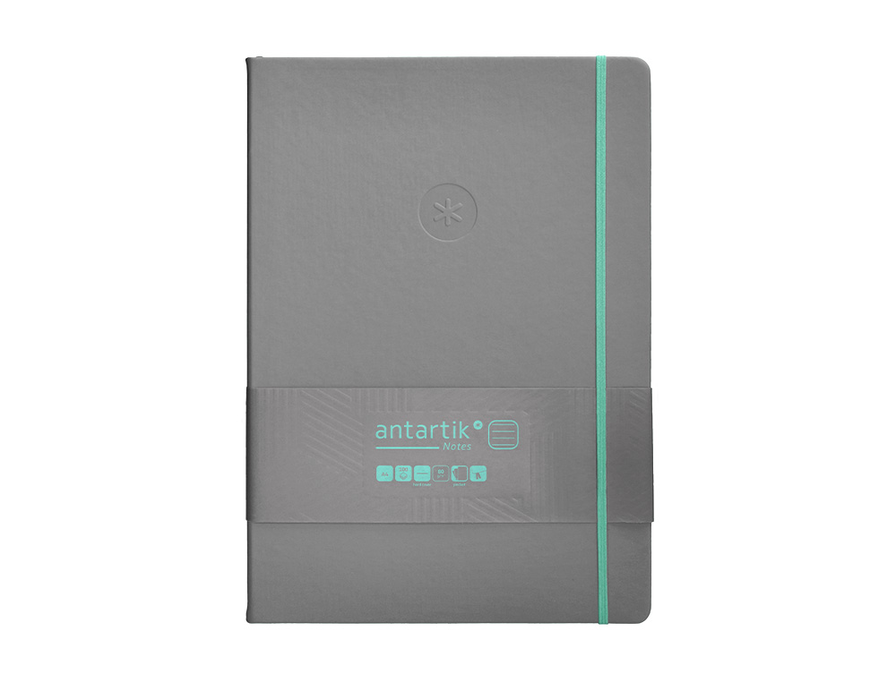 Caderno com elastico antartik capa dura a4 folhas linhas cinza e turquesa 100 folhas 80 gr fsc ( Imagem 2 de 10 ) - Preview