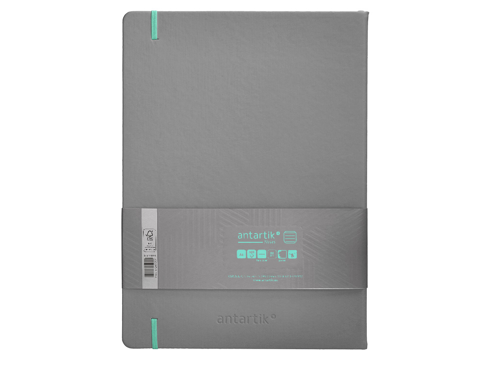 Caderno com elastico antartik capa dura a4 folhas linhas cinza e turquesa 100 folhas 80 gr fsc ( Imagem 3 de 10 ) - Preview