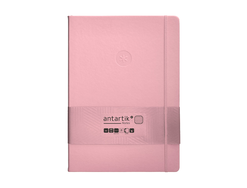 Antartik hardcover notebook with elastic closure, pastel pink grid paper, 100 sheets, 80 gsm, FSC brand. ( Imagem 2 de 10 ) - Preview