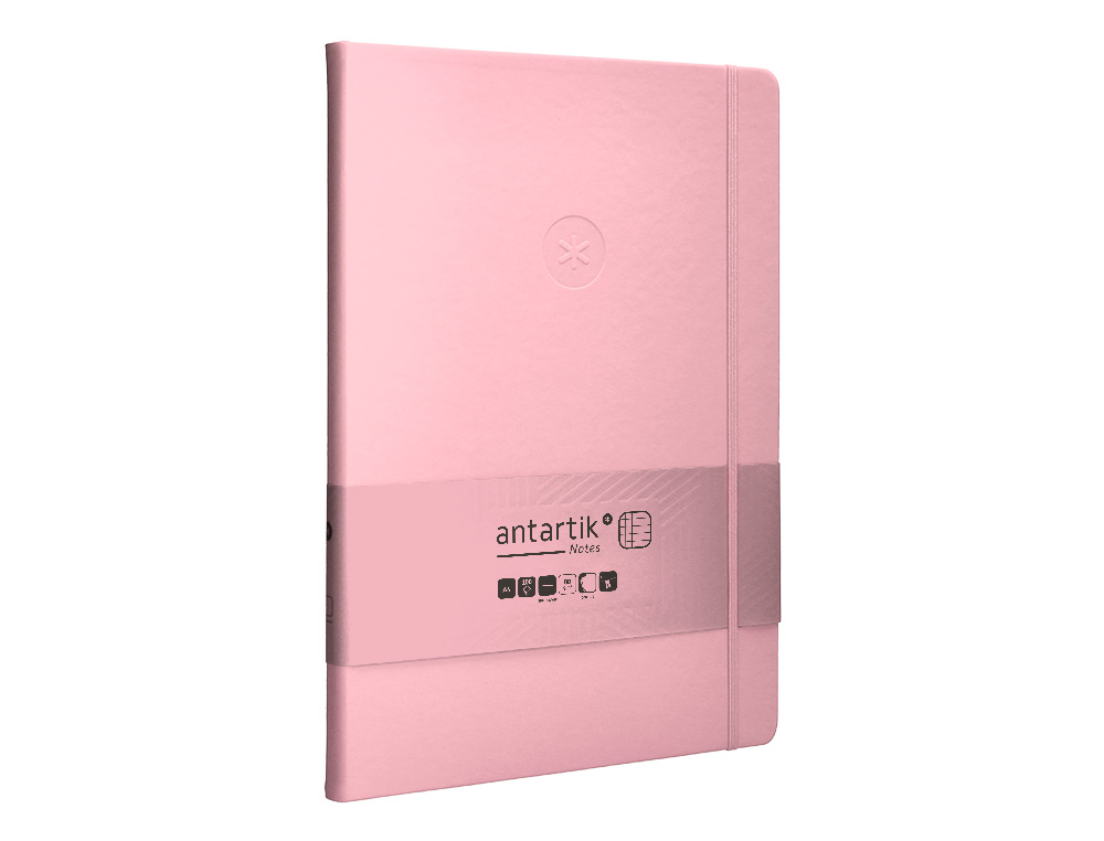 Antartik hardcover notebook with elastic closure, pastel pink grid paper, 100 sheets, 80 gsm, FSC brand. ( Imagem 5 de 10 ) - Preview