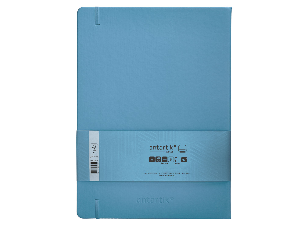 Antartik hardcover notebook with elastic closure, A4 size, light blue lined paper, 100 sheets, 80 gsm, FSC brand. ( Imagem 3 de 10 ) - Preview