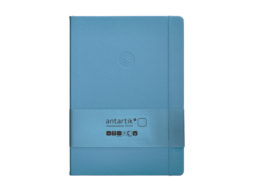 Caderno com elastico antartik capa dura a4 folhas lisas azul claro 100 folhas 80 gr fsc ( Imagem 2 de 10 ) - Preview