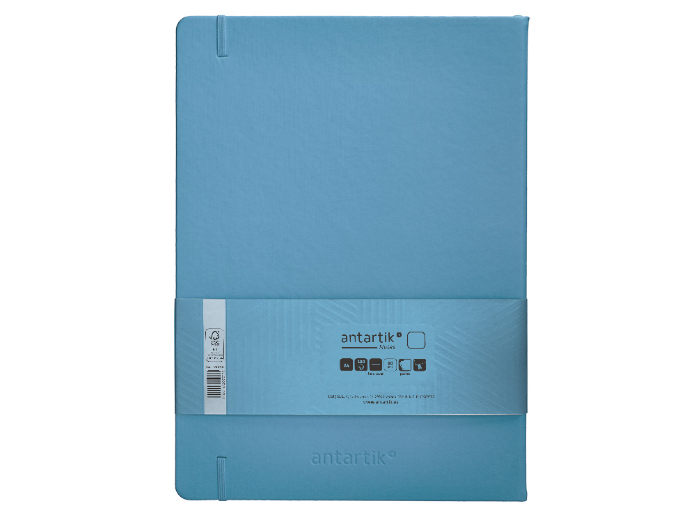 Caderno com elastico antartik capa dura a4 folhas lisas azul claro 100 folhas 80 gr fsc ( Imagem 3 de 10 ) - Preview