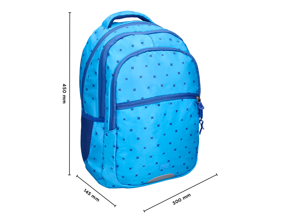 Mochila escolar liderpapel multibolso desenho azul 450x145x300 mm ( Imagem 2 de 14 ) - Preview