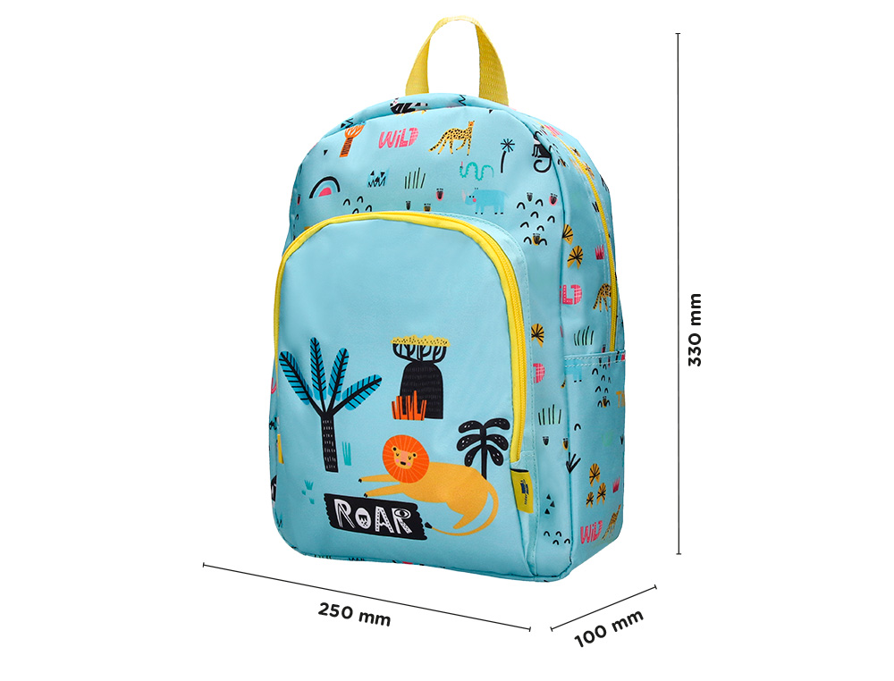 Mochila escolar liderpapel infantil safari desenho leao azul 330x100x250 mm ( Imagem 2 de 13 ) - Preview