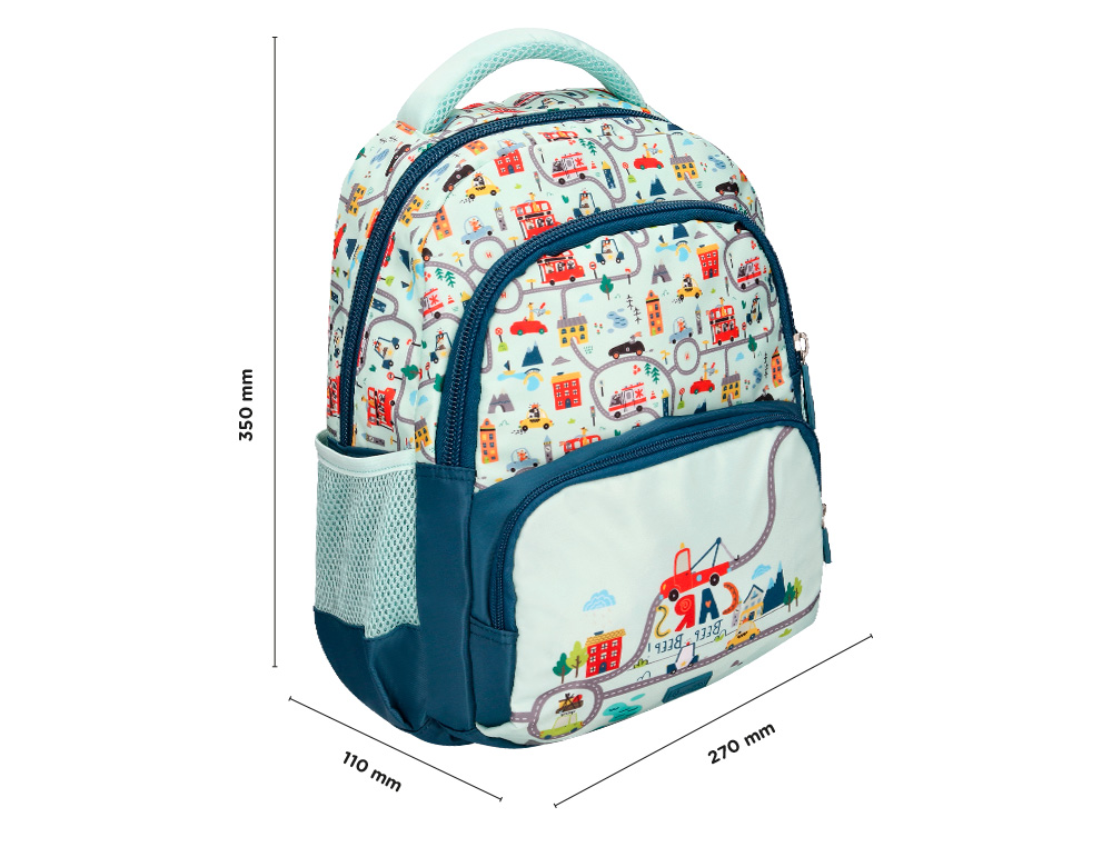 Mochila escolar liderpapel multibolso infantil desenho carros 350x110x270 mm ( Imagem 2 de 15 ) - Preview