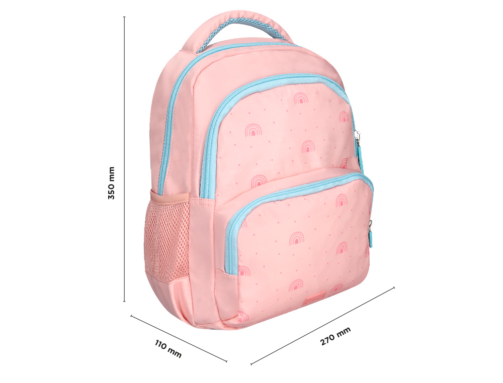 Mochila escolar liderpapel multibolso infantil desenho arco iris 350x110x270 mm ( Imagem 2 de 16 ) - Preview