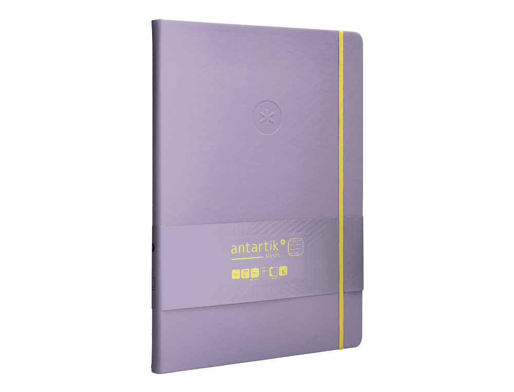 Antartik hardcover notebook with elastic closure, A4 size, lined purple and yellow sheets, 100 sheets, 80 gsm FSC paper. ( Imagem 5 de 10 ) - Preview