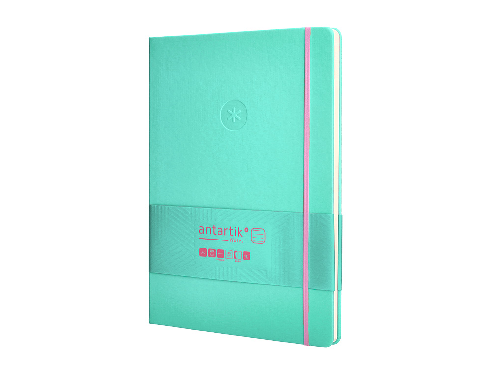 Antartik hardcover notebook with elastic closure, A4 size, pink and turquoise lined paper, 100 sheets, 80 gsm, FSC brand. ( Imagem 4 de 10 ) - Preview