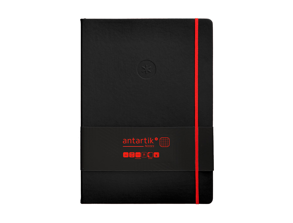Caderno com elastico antartik capa dura a4 folhas quadricula preto e vermelho 100 folhas 80 gr fsc ( Imagem 2 de 10 ) - Preview