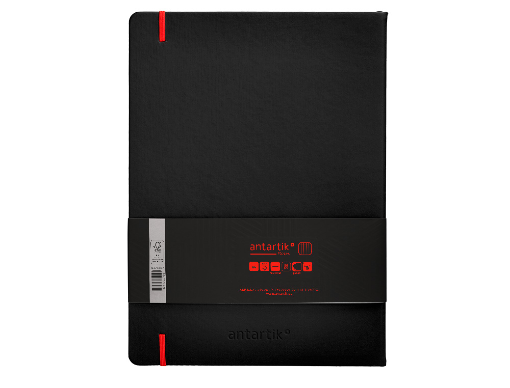 Caderno com elastico antartik capa dura a4 folhas quadricula preto e vermelho 100 folhas 80 gr fsc ( Imagem 3 de 10 ) - Preview