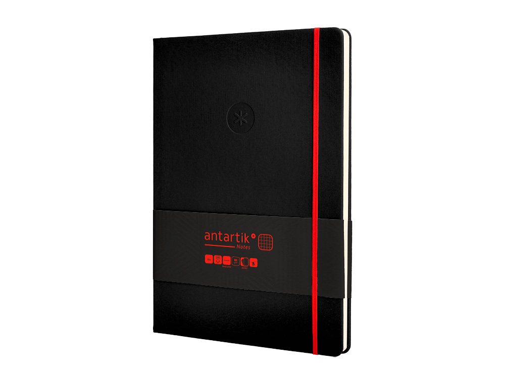 Caderno com elastico antartik capa dura a4 folhas quadricula preto e vermelho 100 folhas 80 gr fsc ( Imagem 4 de 10 ) - Preview