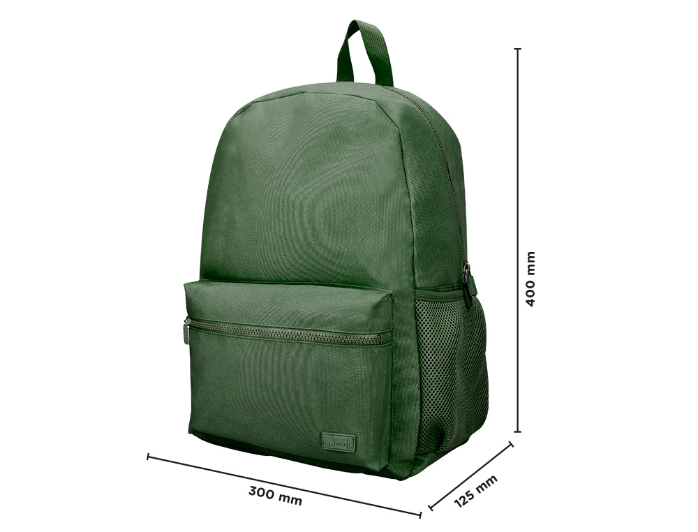 Mochila escolar liderpapel bolso lateral cor verde 400x125x300 mm ( Imagem 2 de 10 ) - Preview