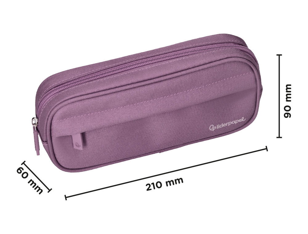 Estojo escolar liderpapel classic ovalado 2 fechos com bolso frontal 210x90 mm roxo ( Imagem 2 de 9 ) - Preview