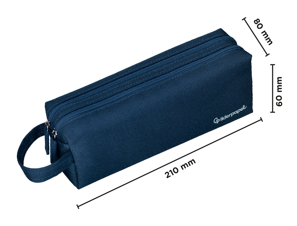 Estojo escolar liderpapel classic retangular com asa 2 fechos 210x80 mm azul marinho ( Imagem 2 de 9 ) - Preview