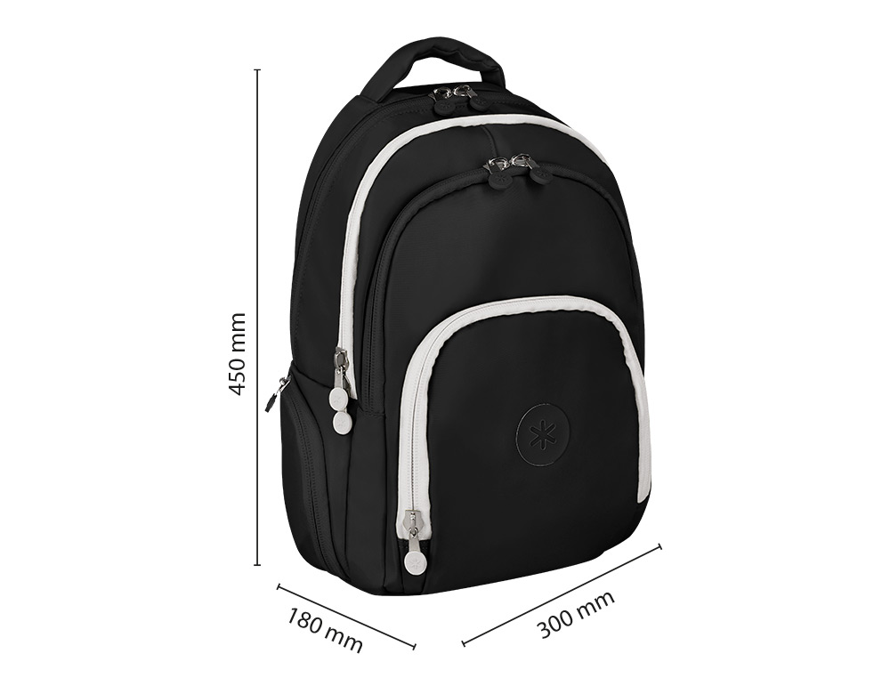 Antartik multi-pocket school backpack, black color. ( Imagem 2 de 11 ) - Preview
