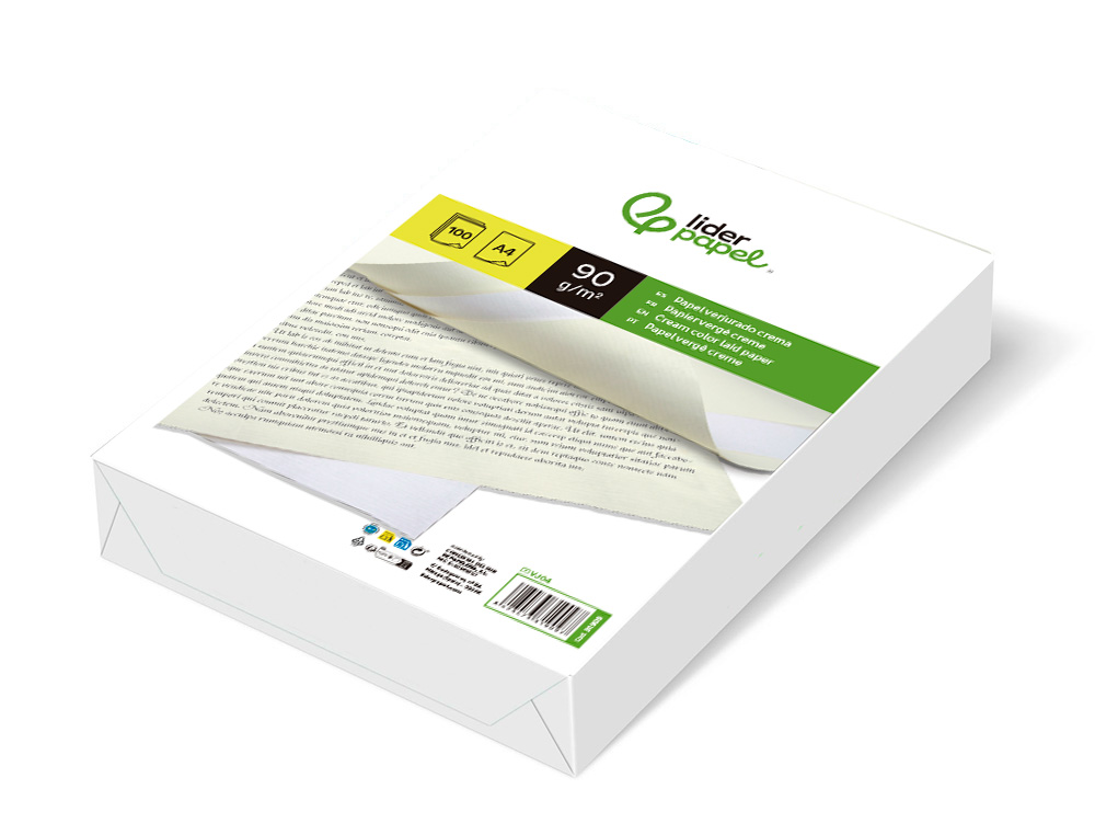 Papel verge liderpapel din a4 90 gr creme pack de 100 folhas ( Imagem 4 de 14 ) - Preview