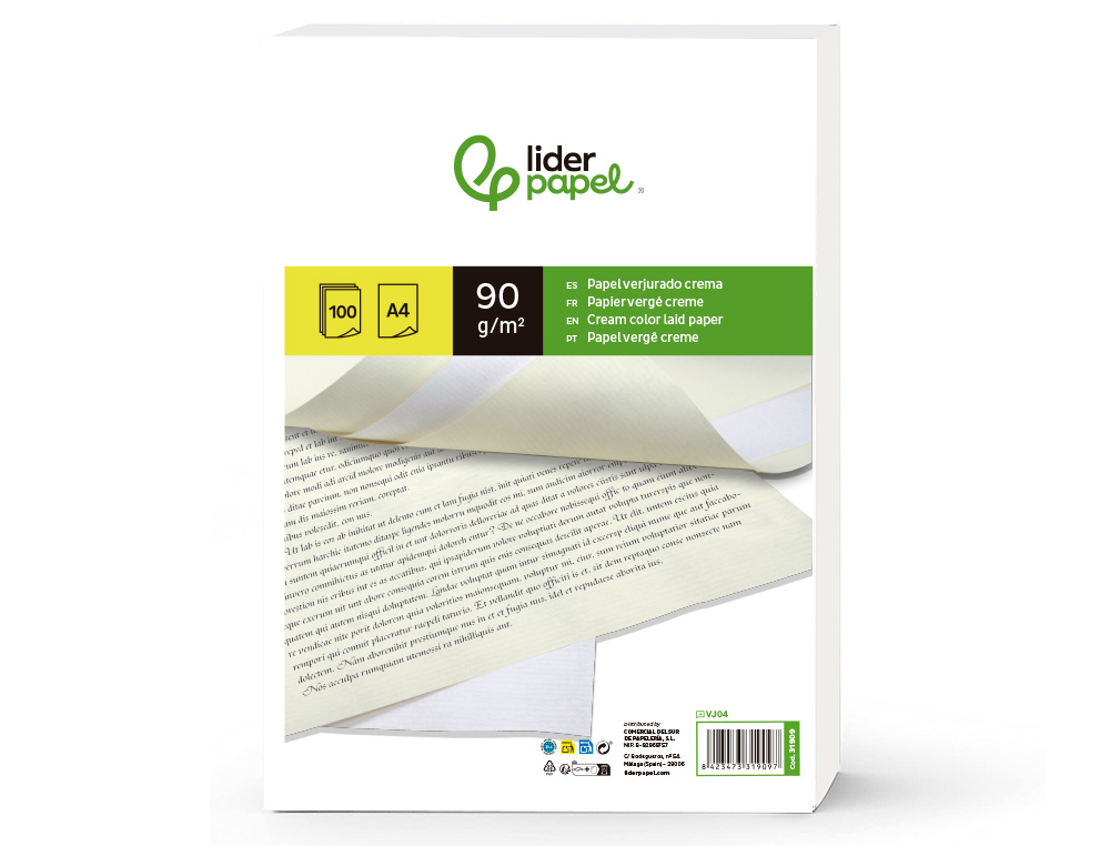 Papel verge liderpapel din a4 90 gr creme pack de 100 folhas ( Imagem 5 de 14 ) - Preview