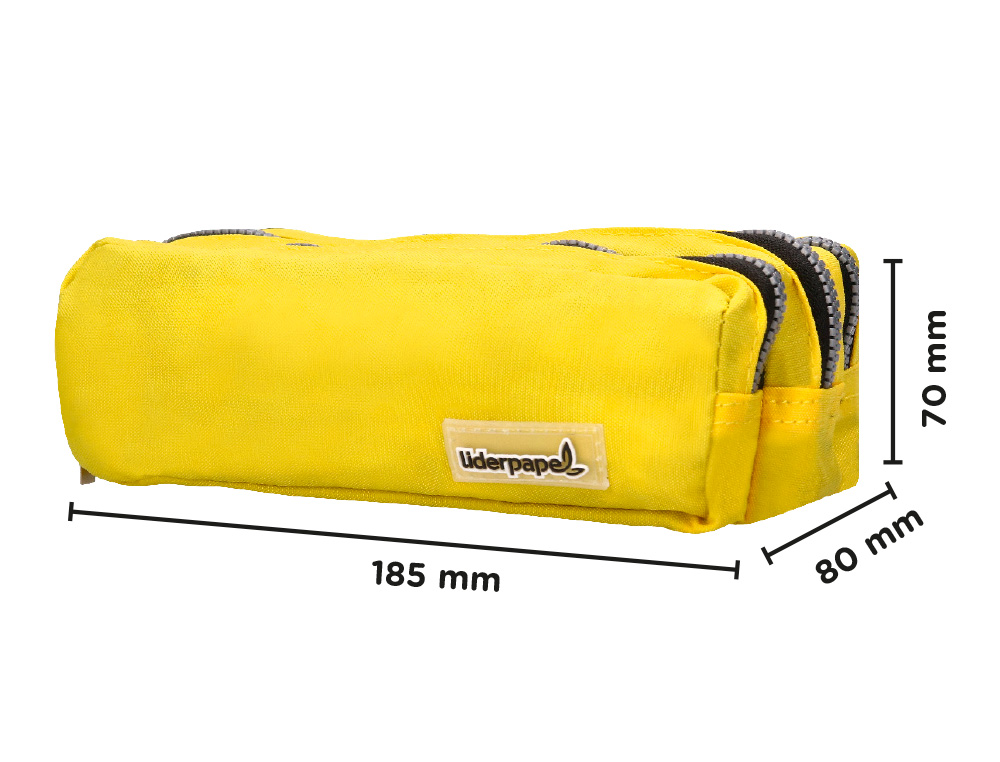 Estojo Escolar Liderpapel - Retangular 3 bolsos - Amarelo Pastel -185x55x70 mm ( Imagem 4 de 8 ) - Preview